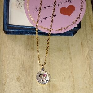 Gold Tone and K Pendant Necklace